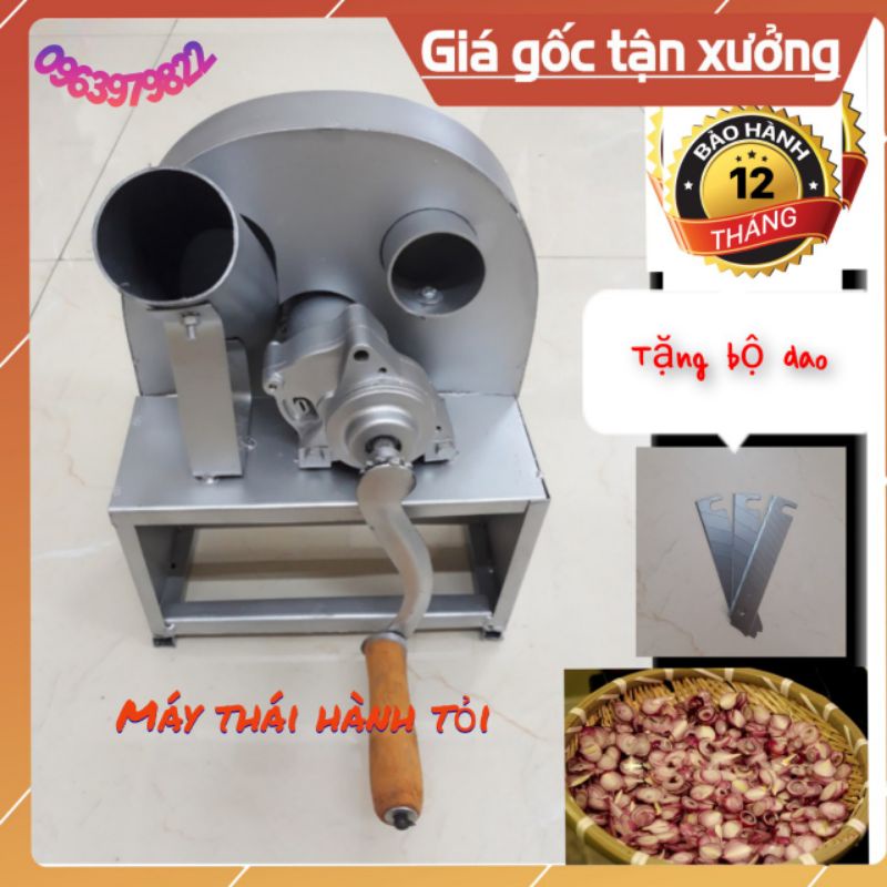  Máy thái hành tỏi quay tay mini máy cắt hành khô hành phi tặng kèm bộ dao 30k