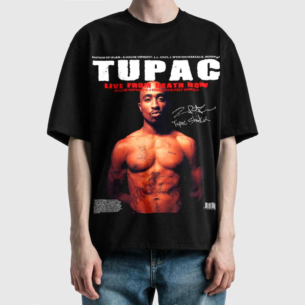 BLANK | Áo Thun 2PAC Tay Lỡ Unisex - Đen/Trắng Cổ Tròn