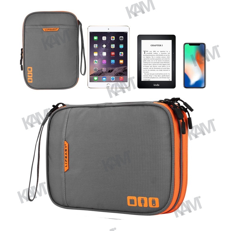 Kam Túi Đựng Dây Cáp Kỹ Thuật Số Hai Tầng Sức Chứa Lớn Đa Chức Năng Sắp Xếp Gọn Gàng Cho Ipad Tai Nghe Sạc