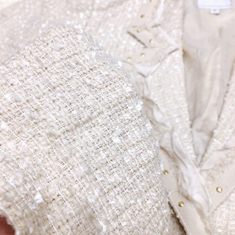 Áo khoác dạ Tweed Hàn màu kem