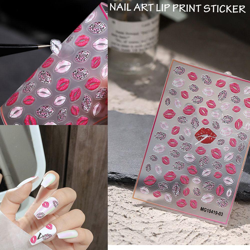 Miếng Dán Trang Trí Móng Tay Hình Đôi Môi Đỏ DIY