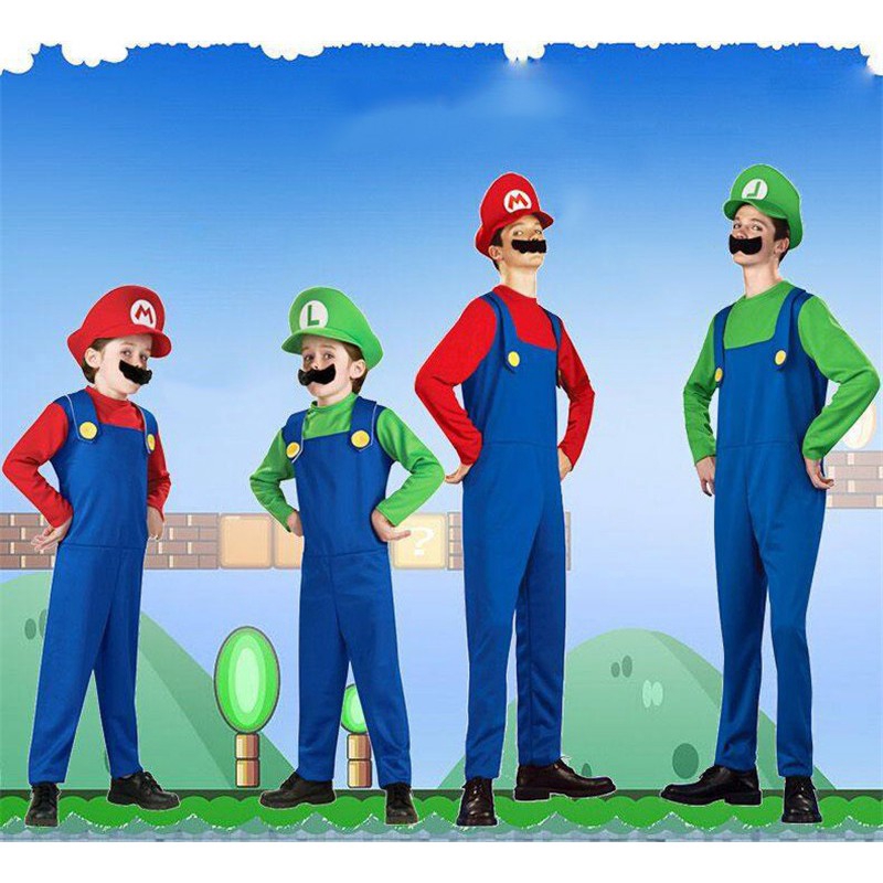 Bộ đồ  3 món hóa trang thành nhân vật Mario Bros vui nhộn cho người trưởng thành và trẻ em