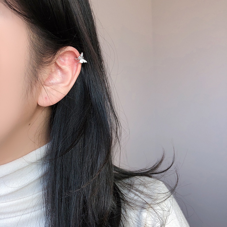 Bộ Khuyên Tai Hình Bướm Đính Đá zircon Cỡ Nhỏ Đơn Giản Cá Tính Dễ Phối Đồ Thời Trang