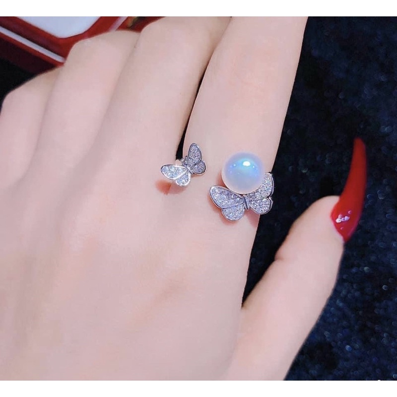 nhẫn hở hình cánh bướm bạc ta 925