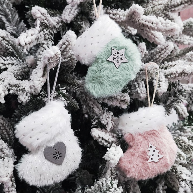 Set 3 Túi Bông Đựng Quà Hình Chiếc Vớ Giáng Sinh Dễ Thương