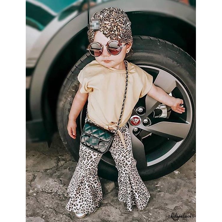 ➤♕❀❤Toddler Kids Girl Fashion Clothes Tops+Leopard Trousers+Headband Outfits Set