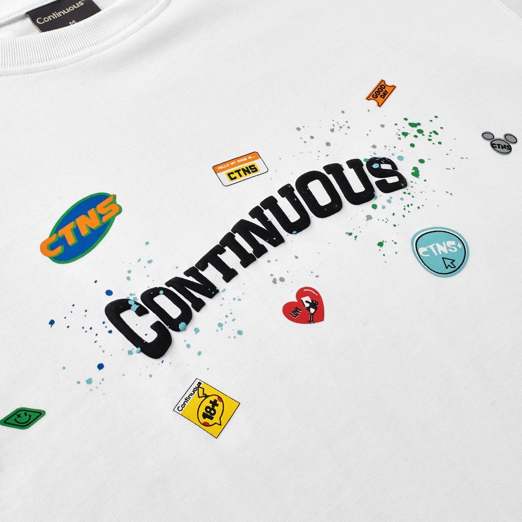 Áo thun Continuous - CTNS - STICKER - VẨY SƠN/ White