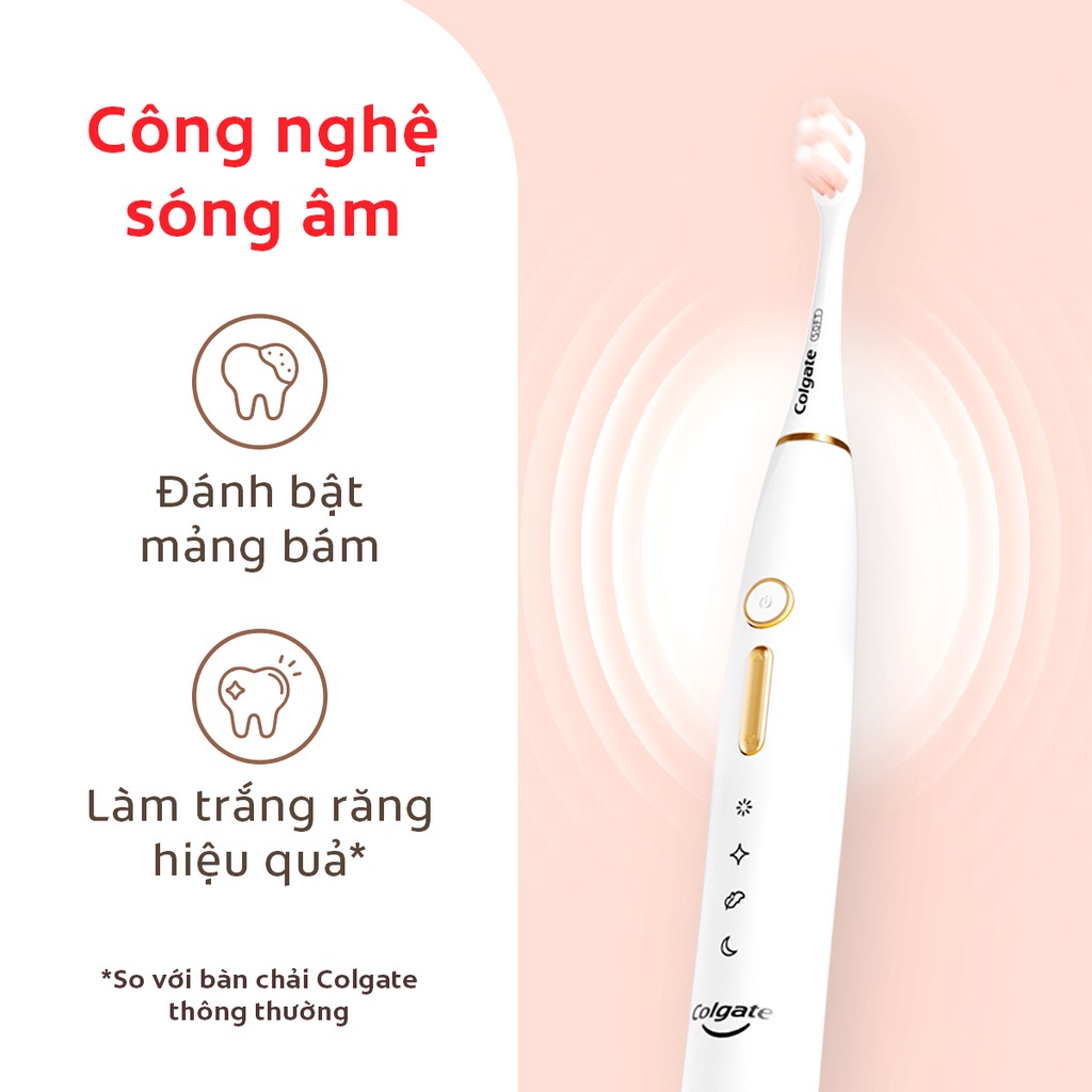 Bàn chải điện Colgate trắng sáng với 33 chế độ chăm sóc + Đầu thay