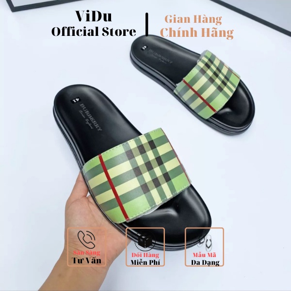 Dép nam thời trang Burberry ViDu 21153 màu mới quai kẻ hai màu  đế cao su đúc cao cấp, đi êm chân