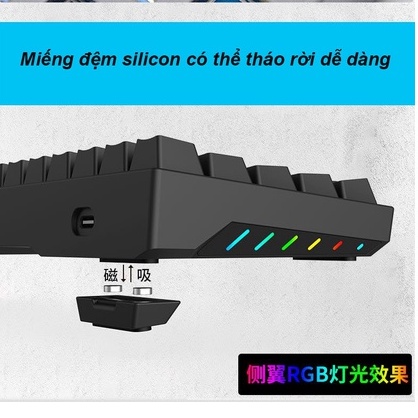 KIT RK7 Bàn phím cơ không dây mini Royal Kludge RK71 LED RGB 71 phím pin sạc 1000mAh, kết nối Bluetooth nhỏ gọn