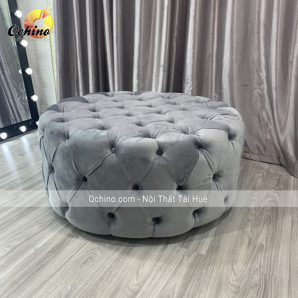 Đôn Nỉ Tròn Sofa, Ghế Đôn Nhún Cổ Điển Cao Cấp Cách Điệu Sang Chảnh Size 1m ( Đủ màu)