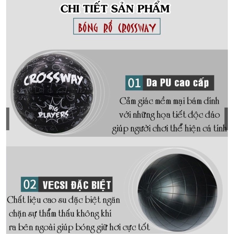 Bóng Rổ Chính Hãng Crossway số 7 Chuẩn thi Đấu Sân Indoor và Outdoor