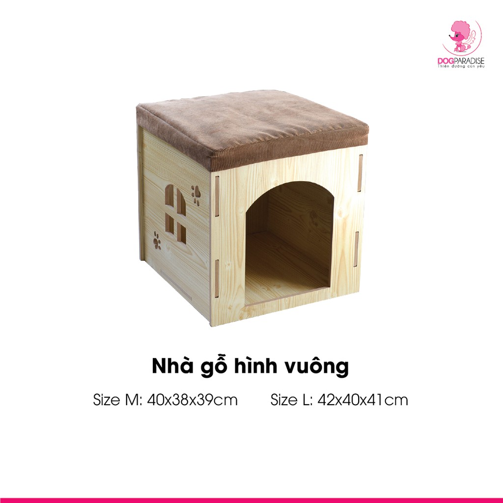 Nhà gỗ vuông cho thú cưng Loffepet 2 size - 6972354874405