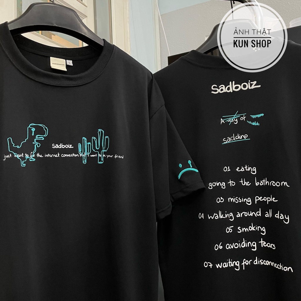 [FREESHIP ĐƠN TỪ 50K]  Áo thun tay lỡ unisex sad boiz SADDINO khủng long