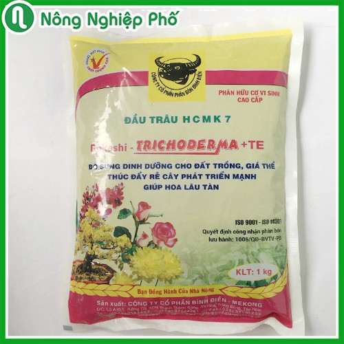 TÚI 1 KG - PHÂN ĐẦU TRÂU HCMK7 HỮU CƠ TRICHODERMA + TE