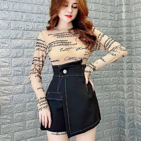 Chân váy - quầy váy kaki vạt chéo phối viền chỉ nổi - CV05 | BigBuy360 - bigbuy360.vn