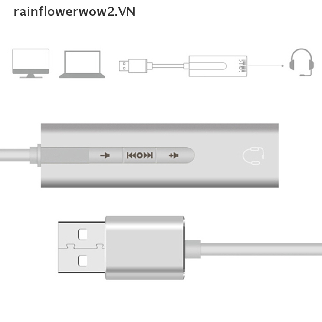 1 Cáp Chuyển Đổi Âm Thanh USB Sang Giắc Cắm Tai Nghe 3.5Mm Hình Hoa