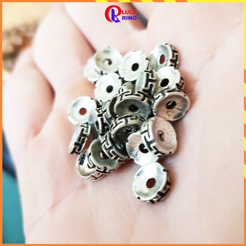 Charm vòng tay kim loại dạng bánh xe chặn khắc chữ T mix vòng tay - Luck Ring