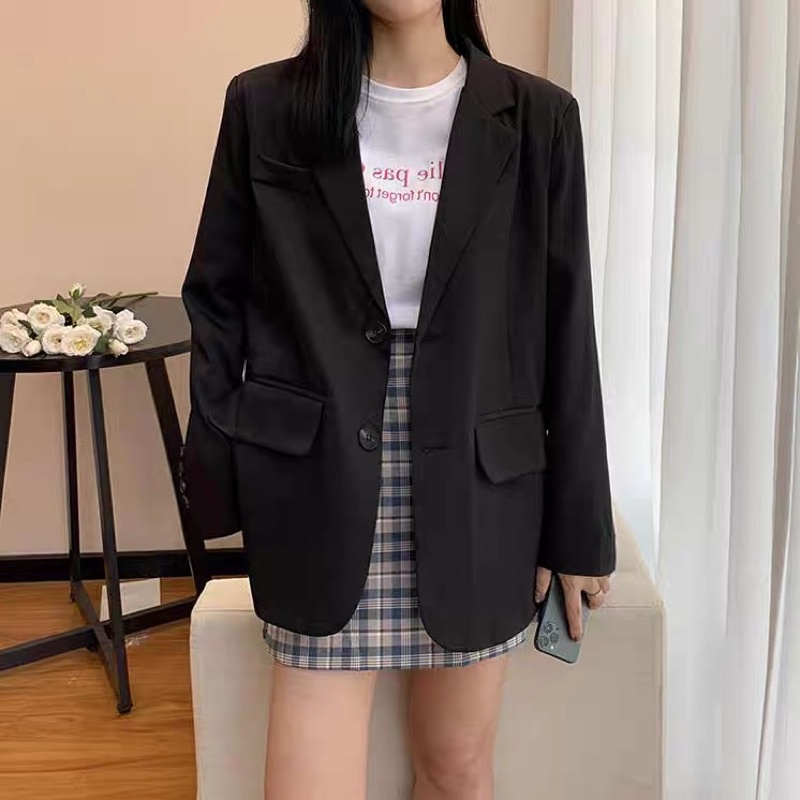 Áo blazer đen OiOi giống Rosé BLACKPINK