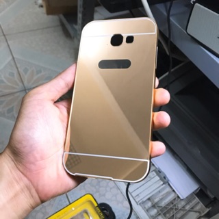 Ốp lưng tráng gương viền kim loại Samsung Galaxy A7-2017 bo tròn