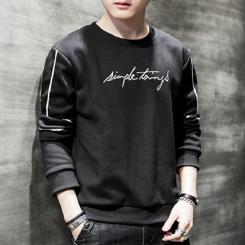 Sweater💙 Áo thun nam tay dài 💙 áo thun nam dài tay trắng họa tiết mũi tên trước ngực ấm thu đông sweater hàn quốc