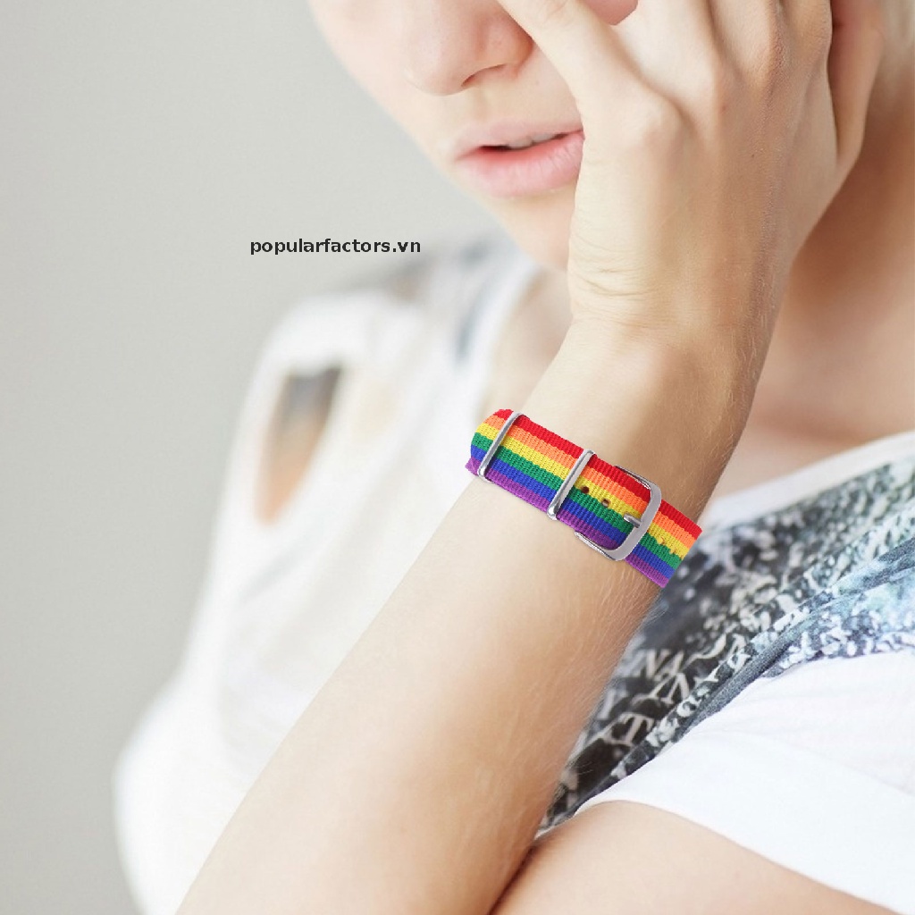 Set 4 Vòng Tay Đồng Hồ Cầu Vồng LGBT Bằng Vải Bố Điều Chỉnh Được