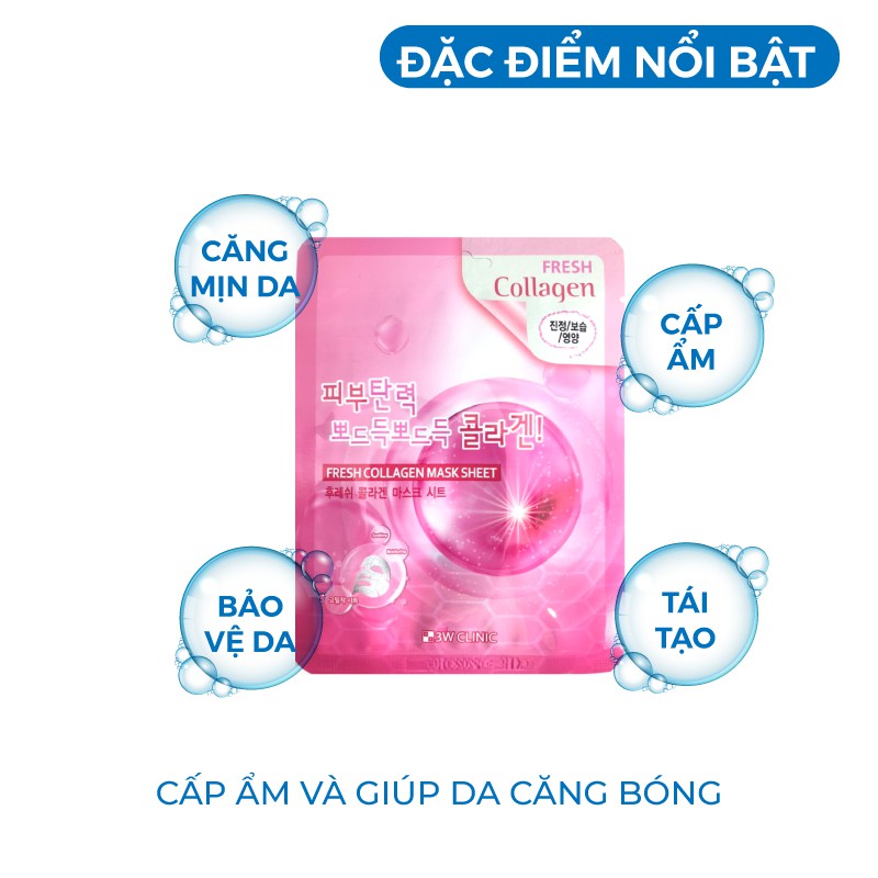 Combo 10 Túi Mặt nạ giấy - Mặt nạ dưỡng da chiết xuất từ Collagen 3W Clinic Hàn Quốc 23mlx10