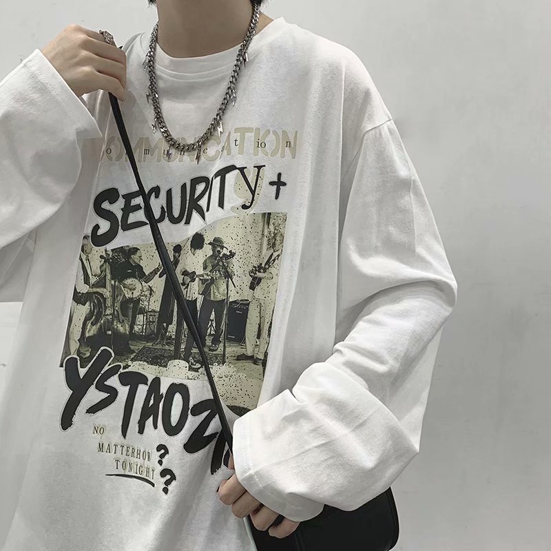 Áo thun dài tay dáng rộng thời trang cá tính cho nam size M-5XL