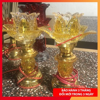 ĐÈN THỜ THUỶ TINH 💢FREESHIP💢 HOA SEN (1 Đôi) CAO 20CM
