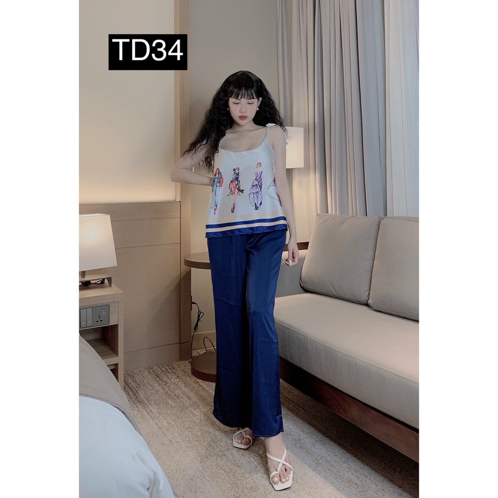 Set Đồ Bộ Nữ Pijama Tay Dài Quần Dài Lụa Satin Cao Cấp HotGirl Hàng Đẹp Chuẩn Shop HotTrend Thu Đông 2019