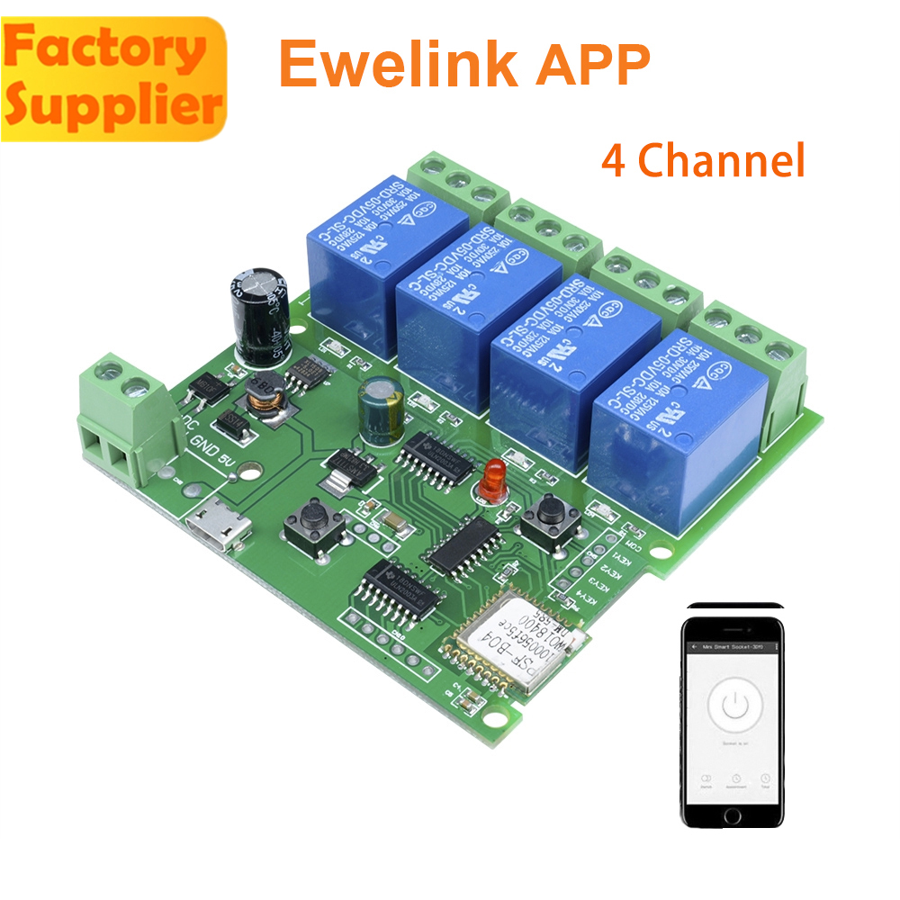 New DC 5V 7-32V 4 Channel WiFi Wireless Relay Delay Switch Control Module with APP Ewelink