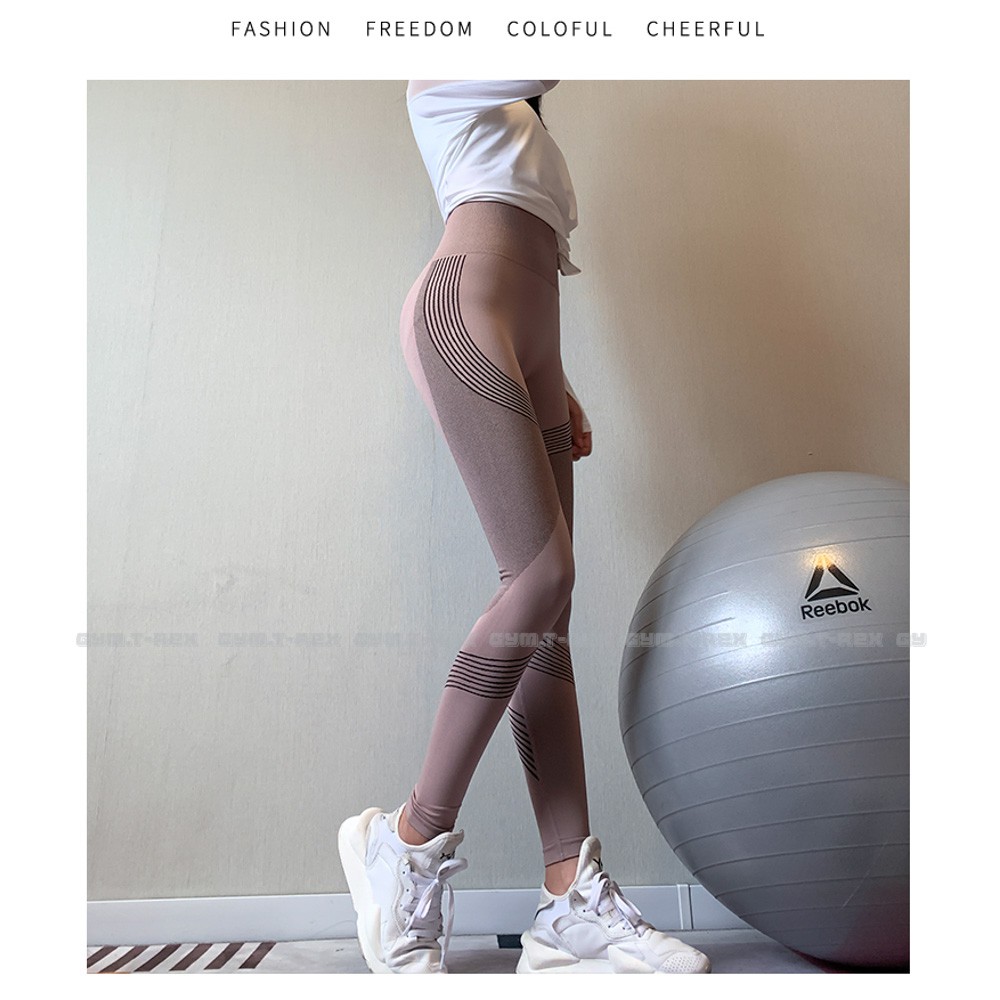 Quần gym nữ cạp cao họa tiết vân cơ SP066, Quần legging nữ yoga nâng mông - Gym Trex