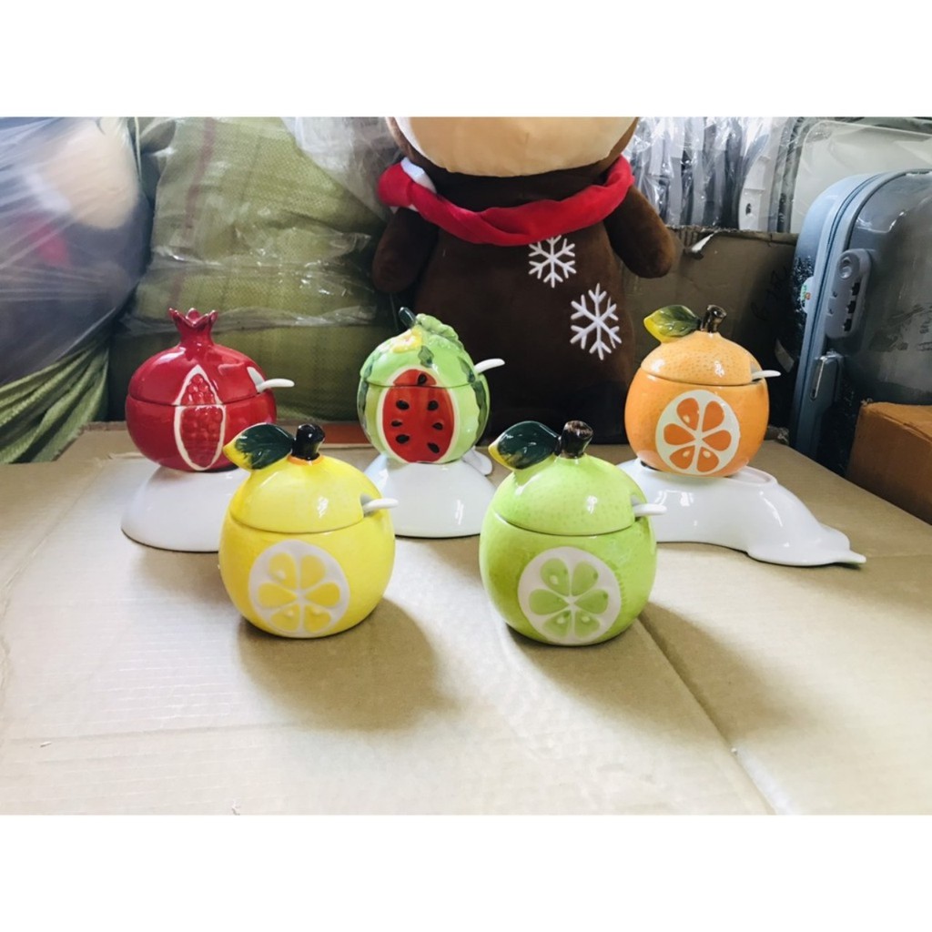 Lọ Đựng Gia Vị Hình Trái Cây Chất Liệu Gốm Sứ