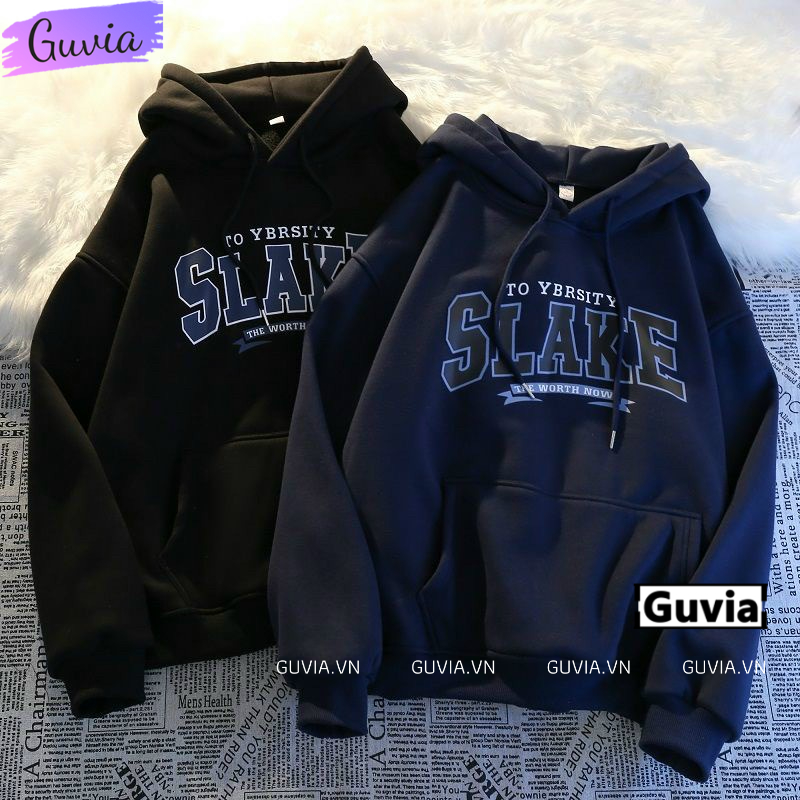 Áo Khoác Hoodie Nỉ SLAKE Nam Nữ Ulzzang Unisex, Áo Khoác Form Rộng Thời Trang GUVIA AKN104