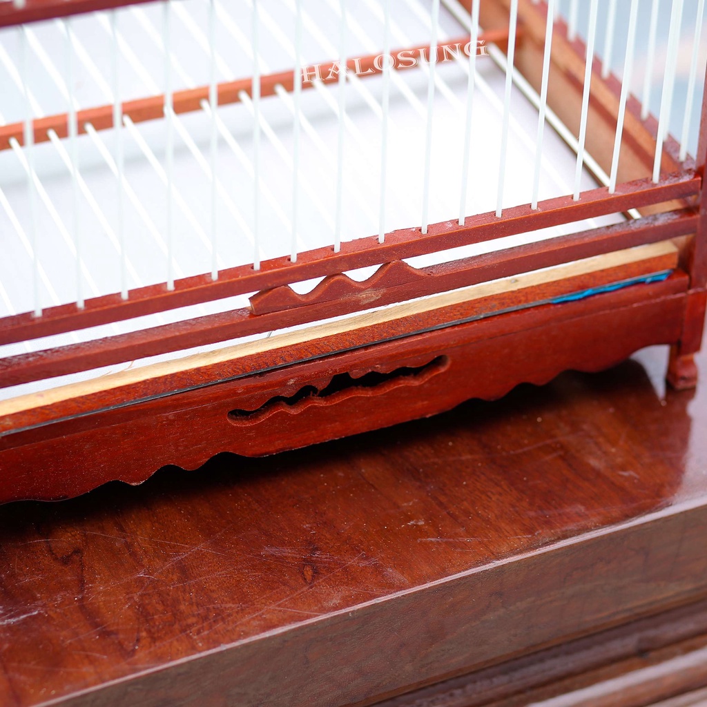 Lồng chim chào mào Halosung lồng chim vuông gỗ cao cấp kèm phụ kiện LC73