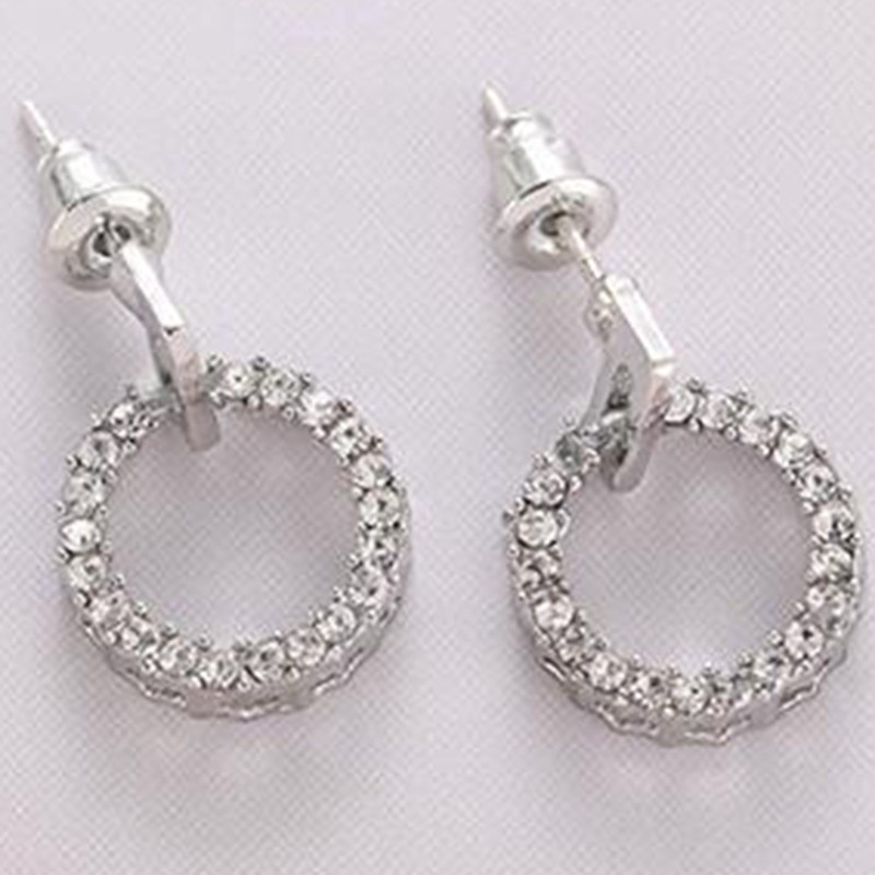Khuyên Tai Dáng Tròn Mạ Bạc S925 Đính Đá Sang Trọng