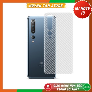 Miếng dán decal carbon mặt sau Xiaomi Mi CC9 Pro, Mi Note 10 Pro chống trầy mặt lưng, chống bám vân tay