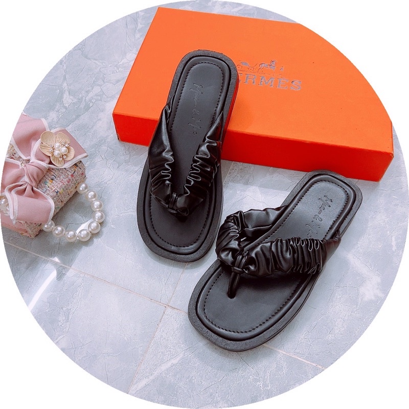 [HOT TREND] Dép xỏ ngón(tông) quai nhún da mềm đế bánh mì 2cm