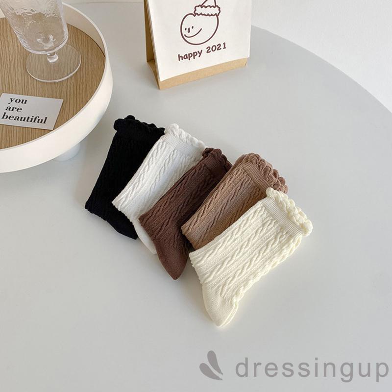 Vớ cotton phối ren thời trang thu đông cho nữ