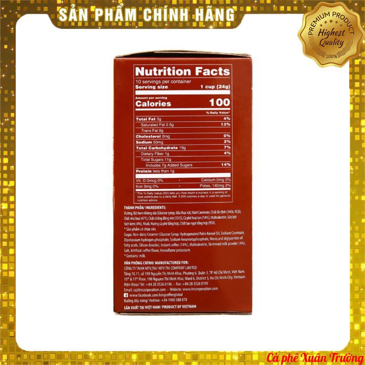 Cafe sữa hòa tan KING COFFEE Bao bì bóng đá - Hộp 10 gói x 24 g (240g) | BigBuy360 - bigbuy360.vn