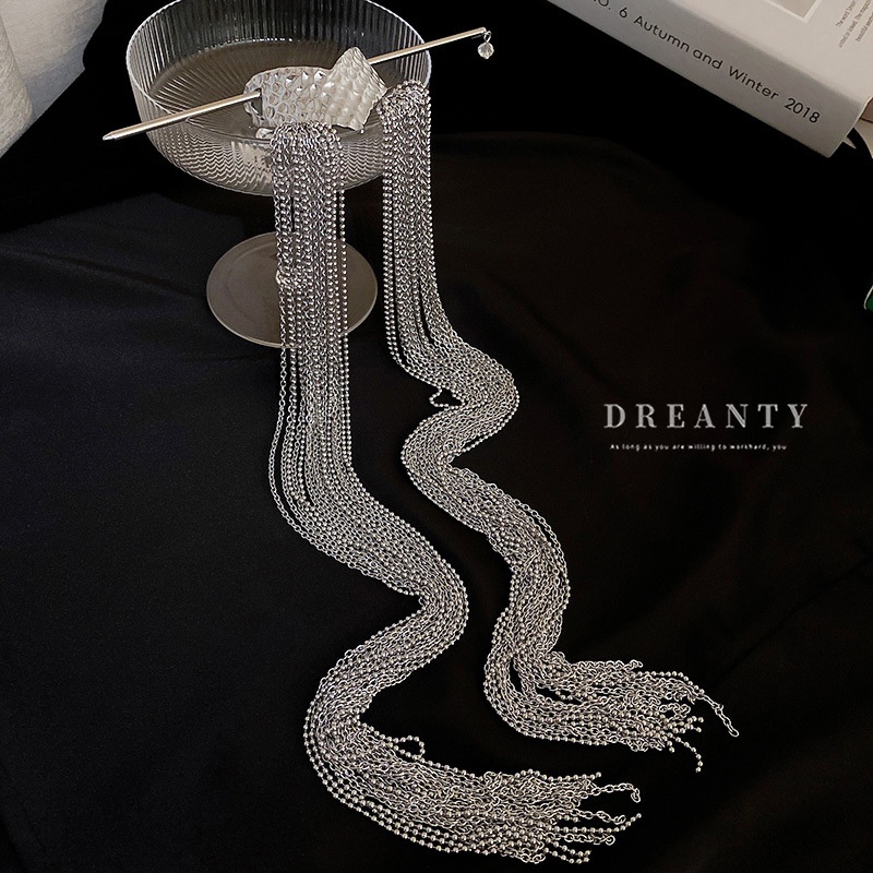 Kẹp Tóc Kim Loại Dài Xếp Ly In Chữ Trái Tim Phối Tua Rua Thời Trang Hiện Đại