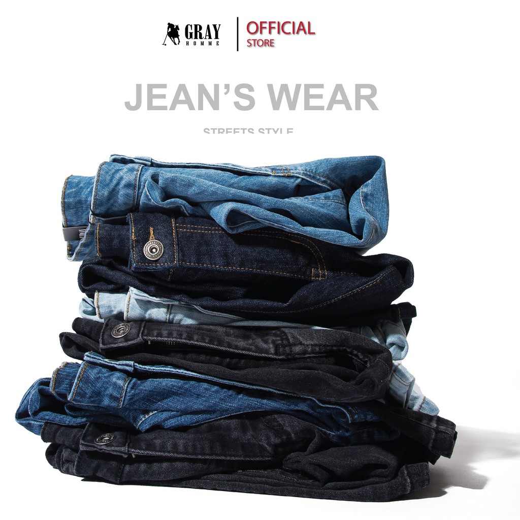 Quần Jean Nam GrayHomme Màu Xanh, Phom Ôm, Trẻ Trung, Thanh Lịch, Co Giãn Tốt