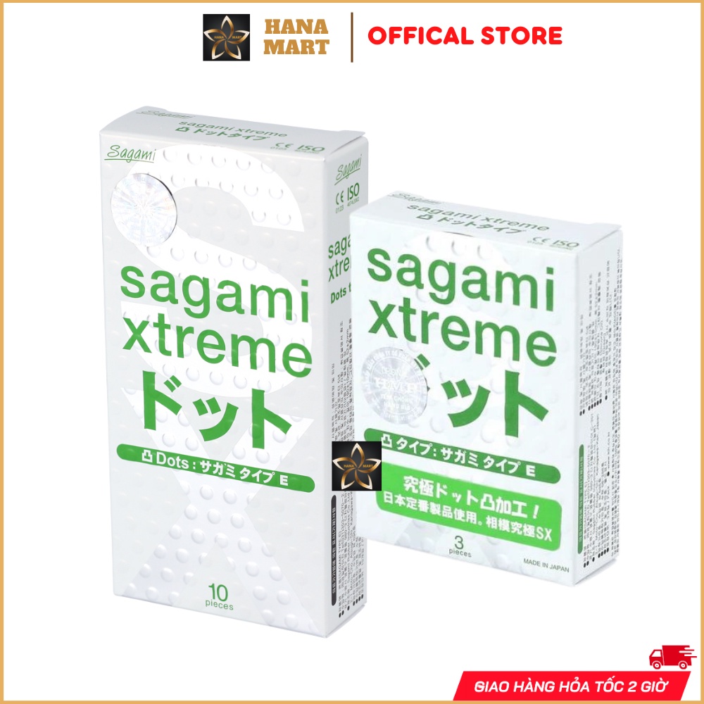 Bao cao su SAGAMI EXTREME WHITE cao cấp gân gai và chấm nổi Hộp 10 bao và hộp 3 bao