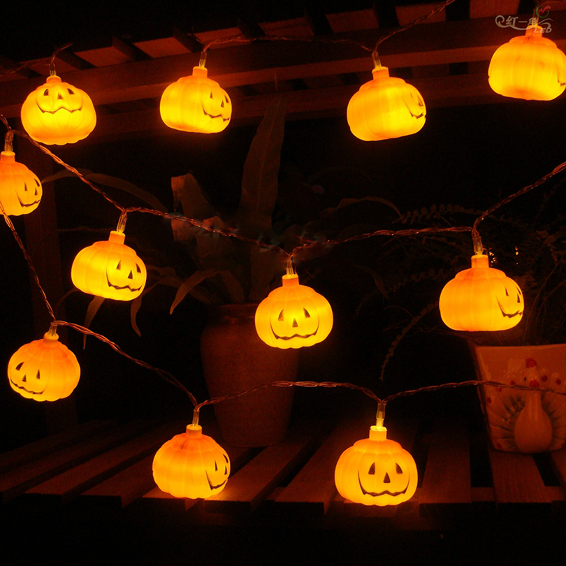Dây đèn LED 10 bóng hình quả bí ngô dài 1m trang trí halloween