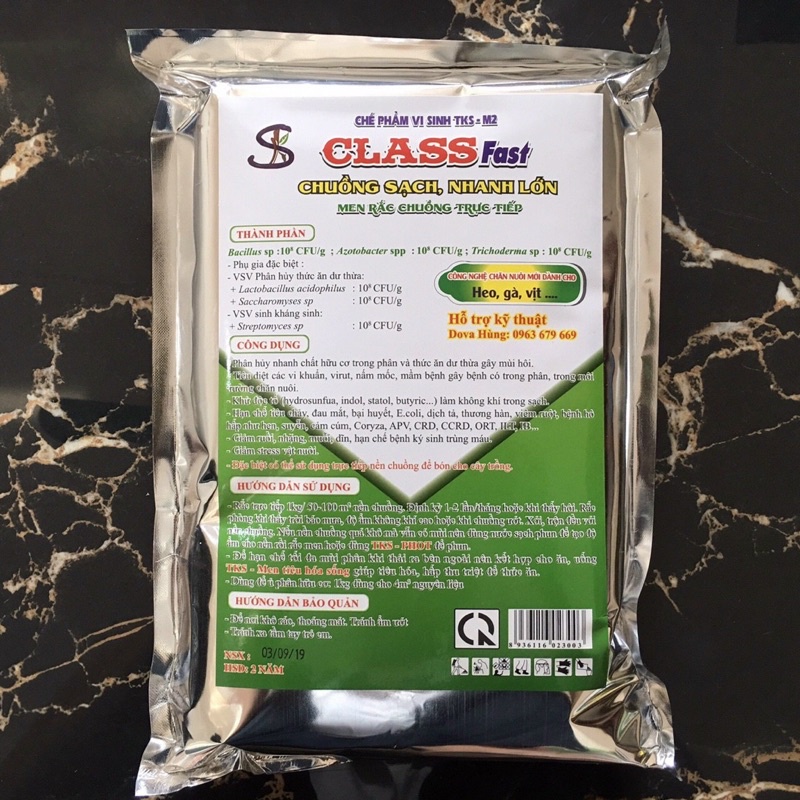 1kg Class Fast - Men rắc chuồng trực tiếp - chuồng sạch, nhanh lớn, không dọn chuồng, không khí độc- mùi hôi