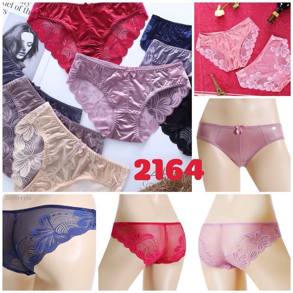 Combo 3 quần lót ren phối satin lụa mã 2164 cao cấp