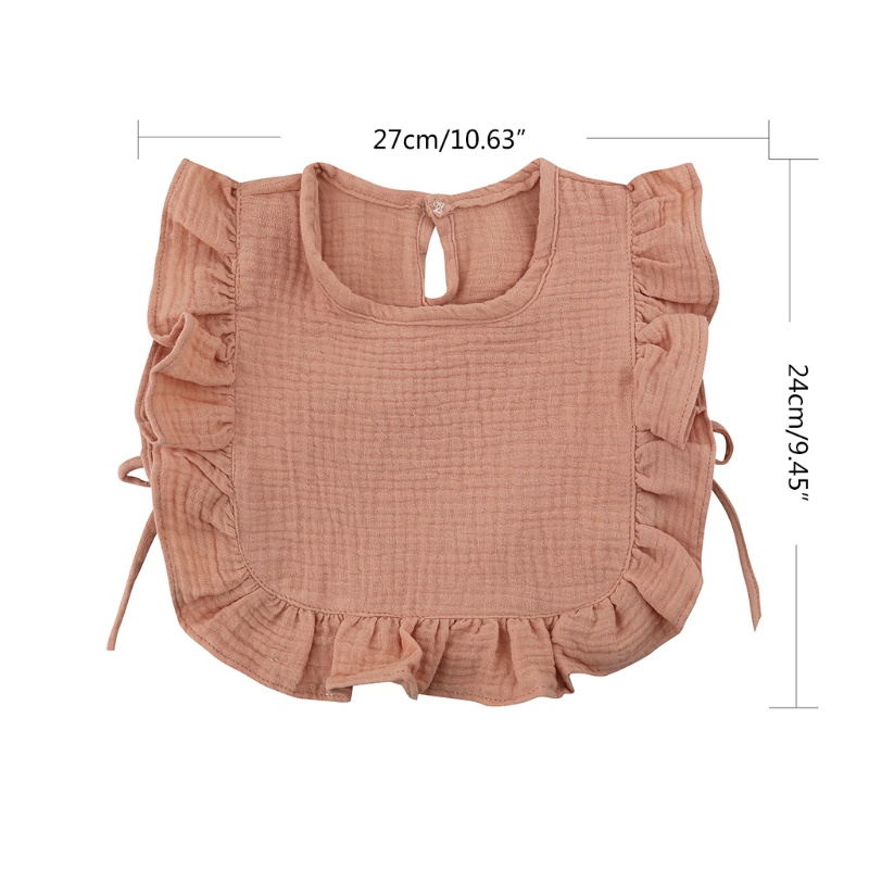 Khăn Yếm Vải Cotton Màu Sắc Trơn Phối Ren Dành Cho Em Bé