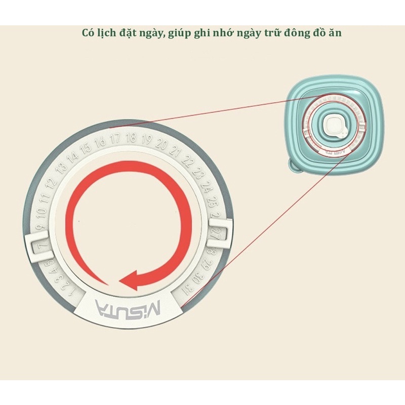 Hộp trữ đông, khay trữ đồ ăn dặm cho bé 120ml Misuta, dùng được trong lò vi sóng, có đặt lịch ngày trữ đông