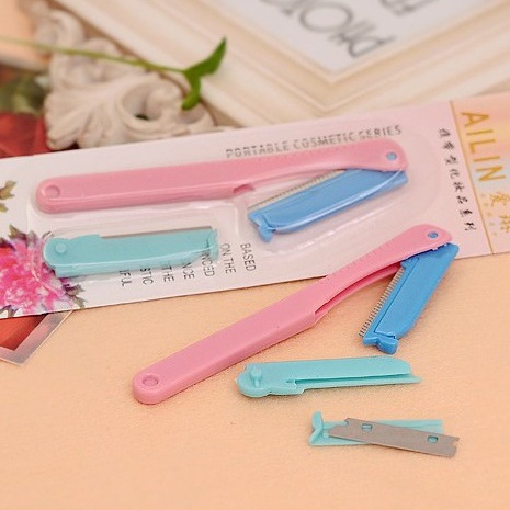 (Bán Buôn Sỉ) Dao Cạo Lông Mày Ailin, Bộ dao cạo lông tiện dụng tặng kèm 2 lưỡi gấp gọn an toàn thông minh đa năng