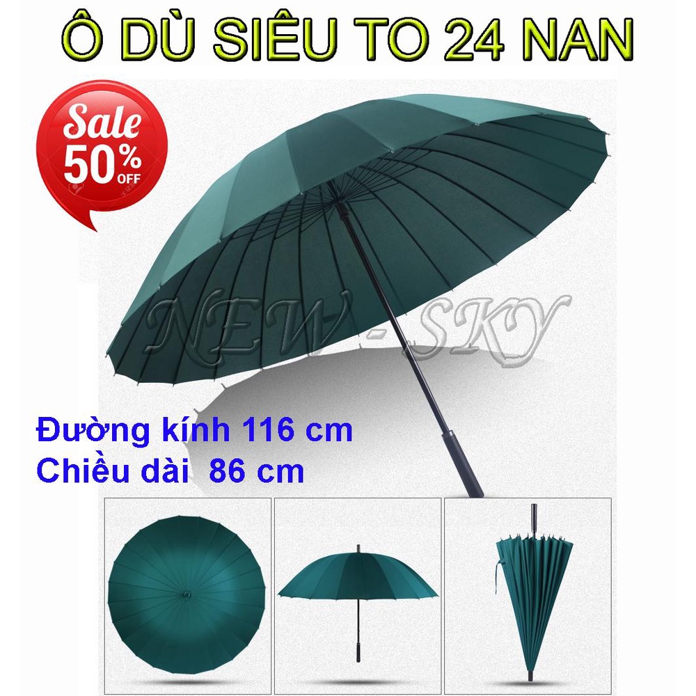 Ô Dù Che Mưa, Ô Dù Siêu To, Đường Kính Lên Đến 116 CM Dành Cho 3 Người Thiết Kế 24 Nan Thép 304L Không Rỉ